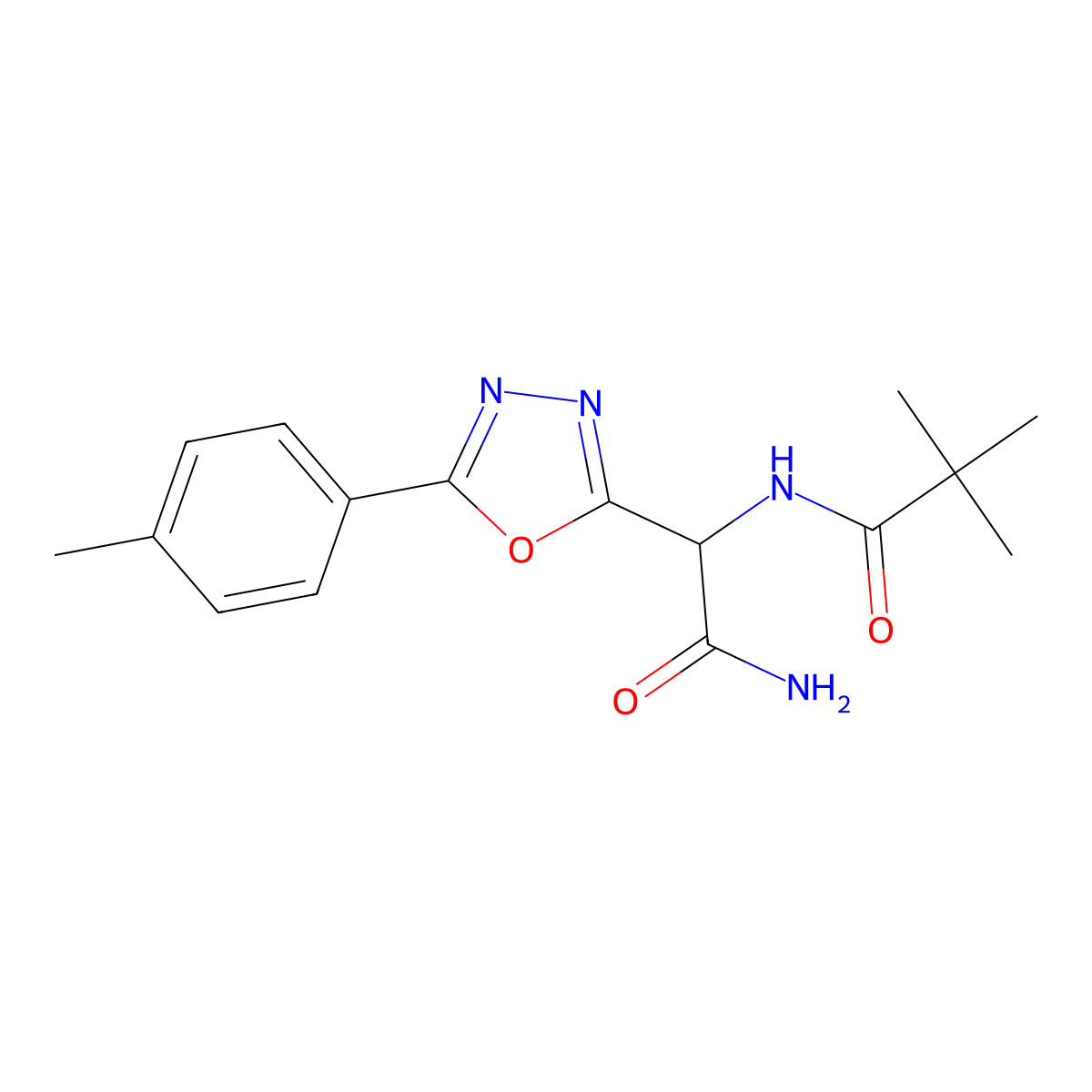1,3,4-Oxadiazole-2-acetamide, alpha-[(2,2-dimethyl-1-oxopropyl)amino]-5-(4-methylphenyl)- molecular structure, CAS 1246644-56-3