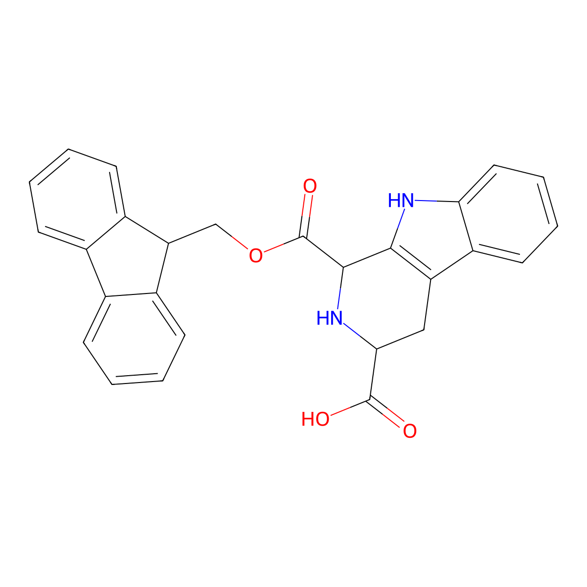 1-(((9H-Fluoren-9-yl)methoxy)carbonyl)-2,3,4,9-tetrahydro-1H-pyrido[3,4-b]indole-3-carboxylic acid molecular structure, CAS 1246645-21-5