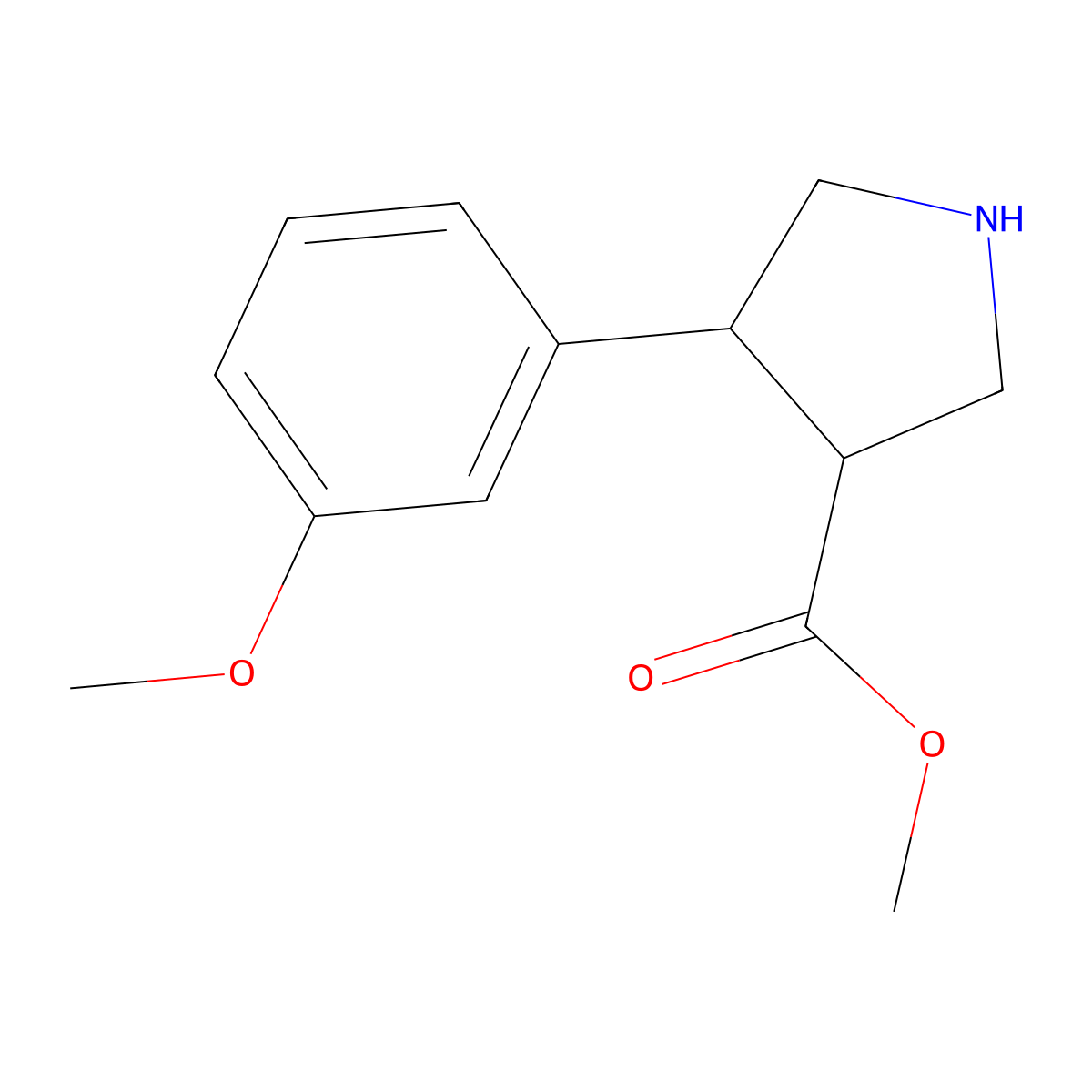 rac-methyl (3R,4S)-4-(3-methoxyphenyl)pyrrolidine-3-carboxylate molecular structure, CAS 1246647-59-5