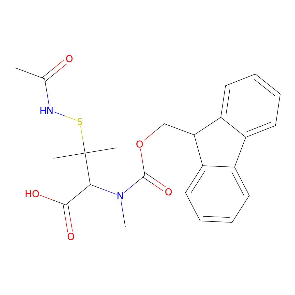 (2R)-3-acetamidosulfanyl-2-[9H-fluoren-9-ylmethoxycarbonyl(methyl)amino]-3-methyl-butanoic acid molecular structure, CAS 1246647-73-3
