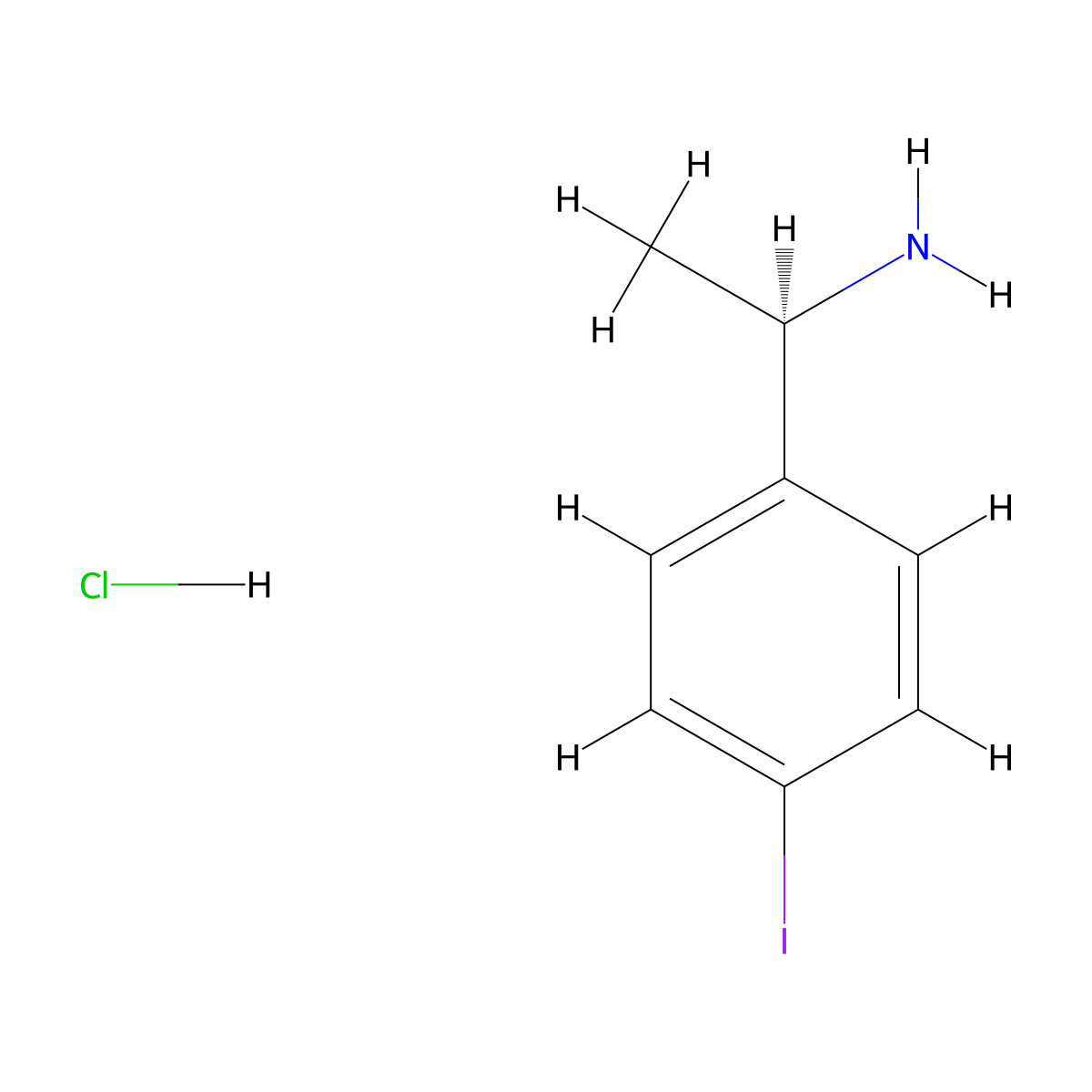 (R)-1-(4-Iodophenyl)ethanamine hydrochloride molecular structure, CAS 1246649-06-8