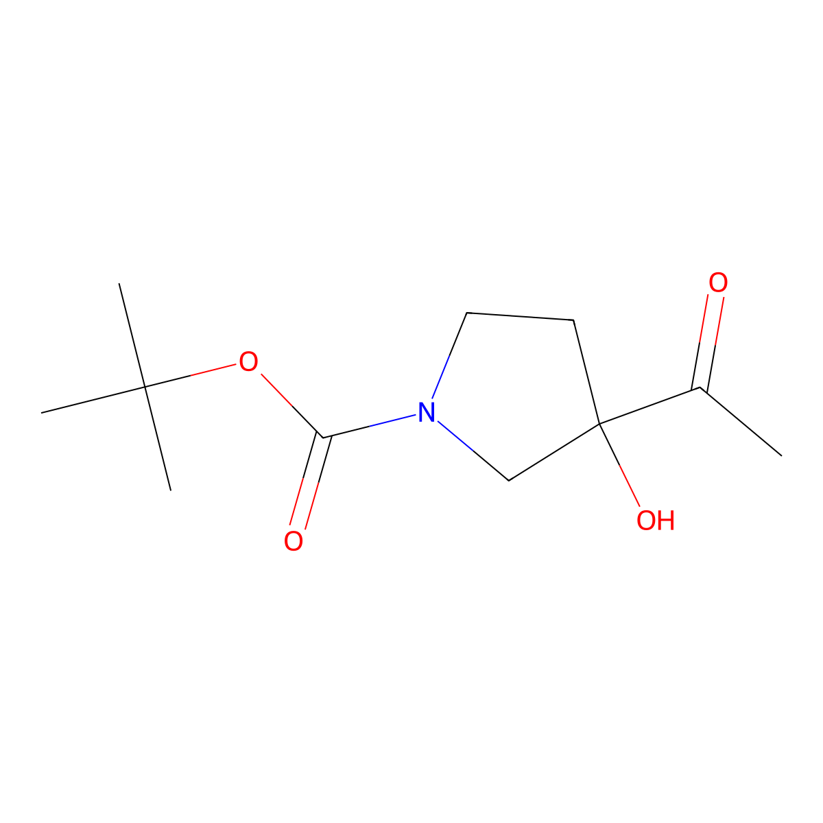 Tert-butyl 3-acetyl-3-hydroxypyrrolidine-1-carboxylate molecular structure, CAS 1246650-71-4