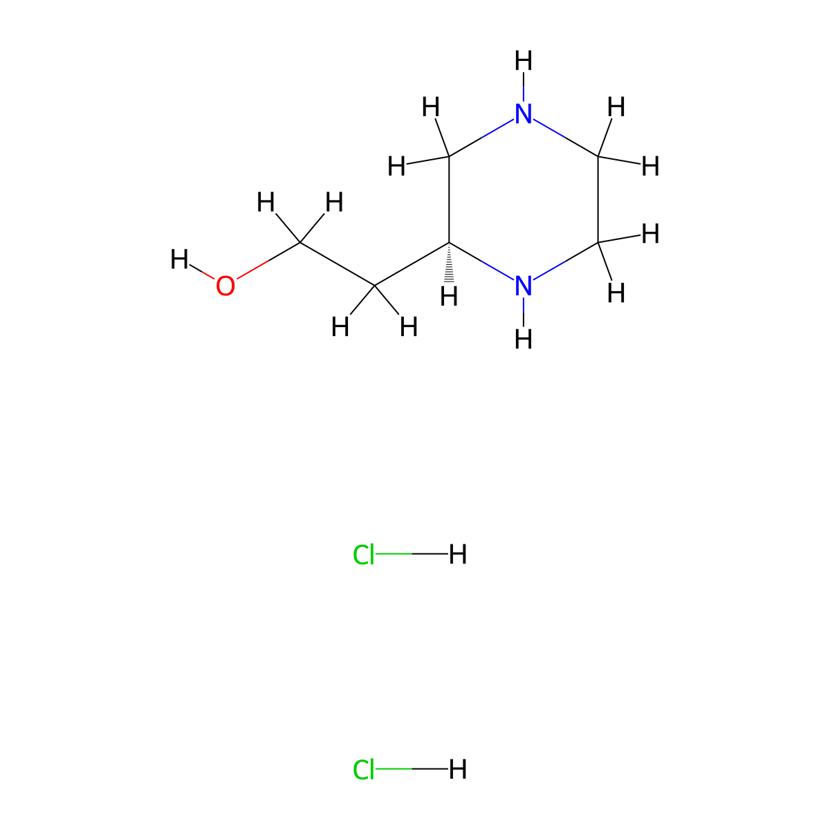 (S)-2-(Piperazin-2-yl)ethanol dihydrochloride molecular structure, CAS 1246651-15-9