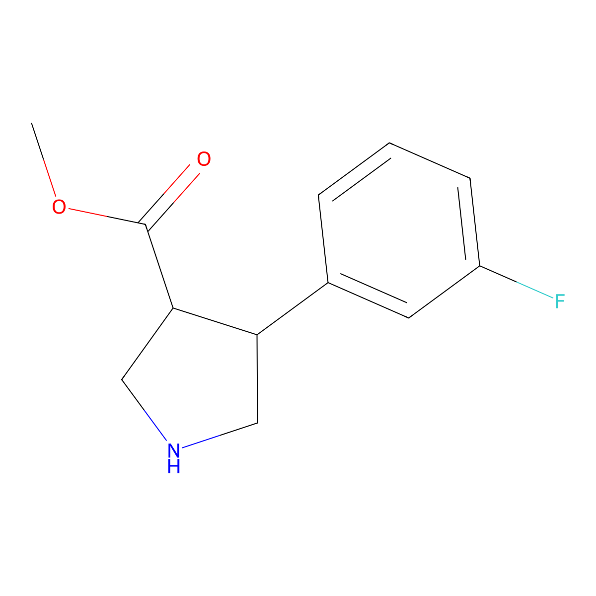 Trans-methyl 4-(3-fluorophenyl)pyrrolidine-3-carboxylate molecular structure, CAS 1246651-69-3