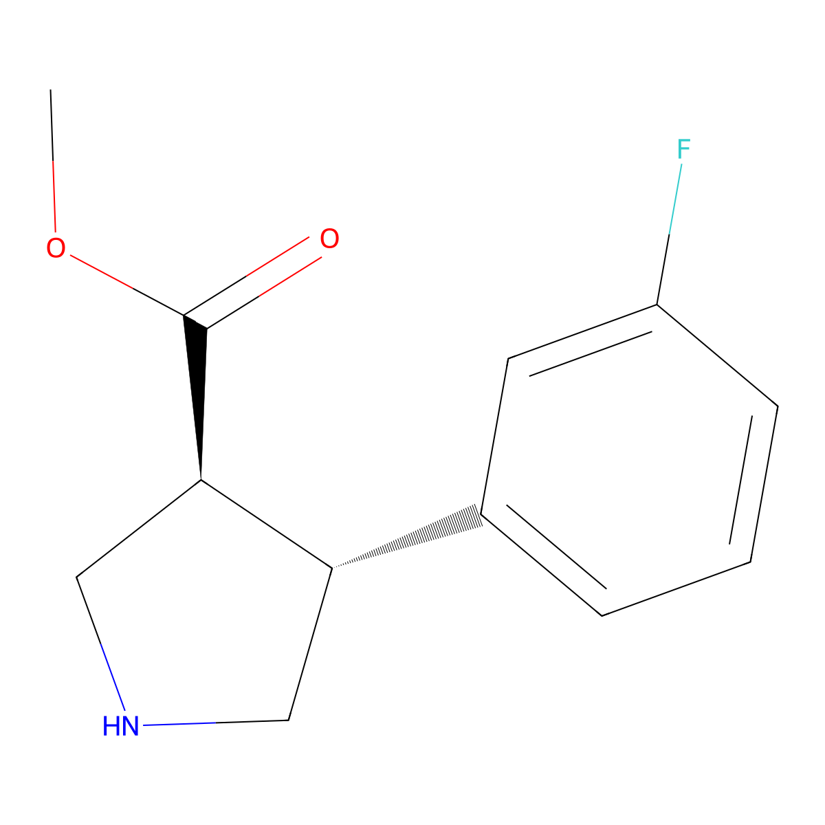 Trans-methyl 4-(3-fluorophenyl)pyrrolidine-3-carboxylate molecular structure, CAS 1246651-69-3