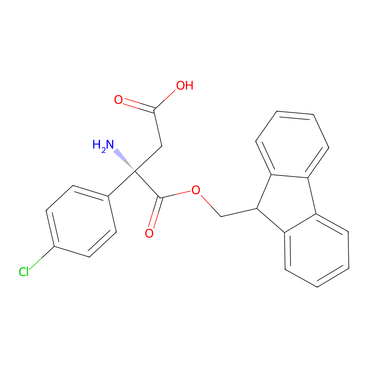 1-(9H-Fluoren-9-ylmethyl) hydrogen 2-(4-chlorophenyl)-D-aspartate molecular structure, CAS 1246651-91-1