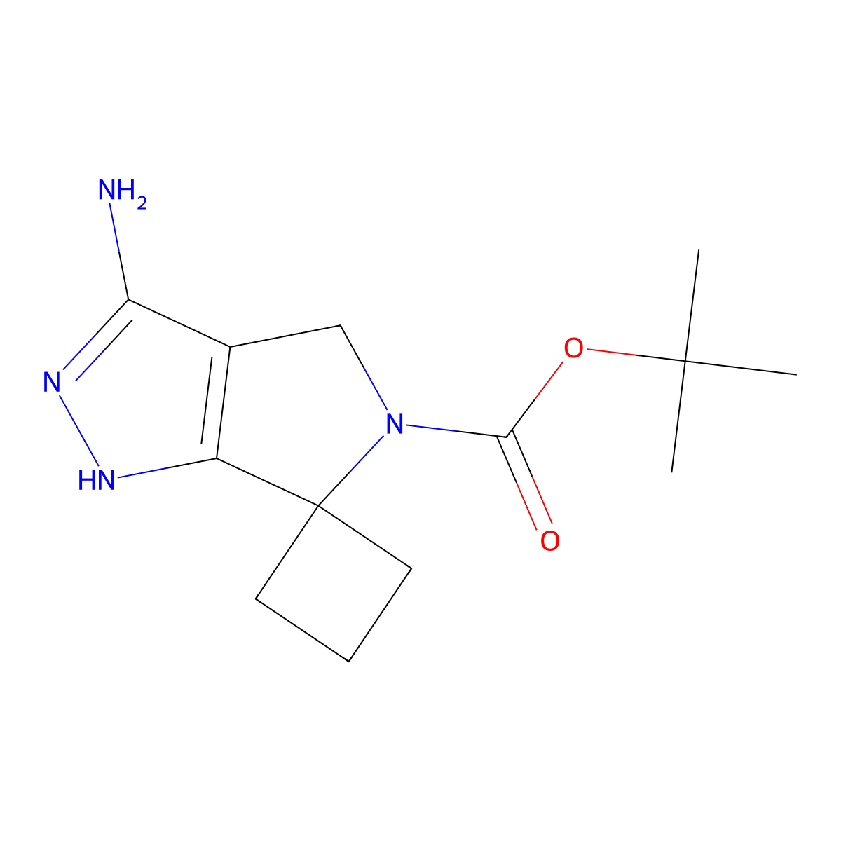tert-Butyl 3'-amino-1',4'-dihydro-5'H-spiro[cyclobutane-1,6'-pyrrolo[3,4-c]pyrazole]-5'-carboxylate molecular structure, CAS 1246652-29-8
