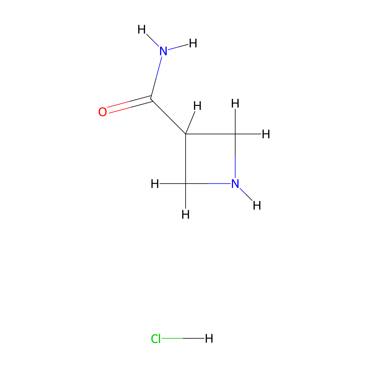 Azetidine-3-carboxamide hydrochloride molecular structure, CAS 124668-45-7