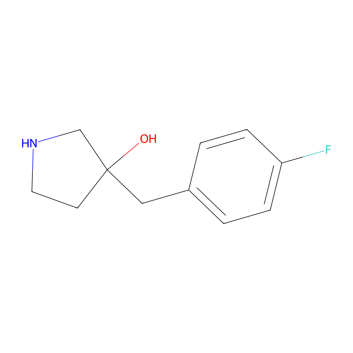 3-[(4-Fluorophenyl)methyl]pyrrolidin-3-ol molecular structure, CAS 1246732-82-0