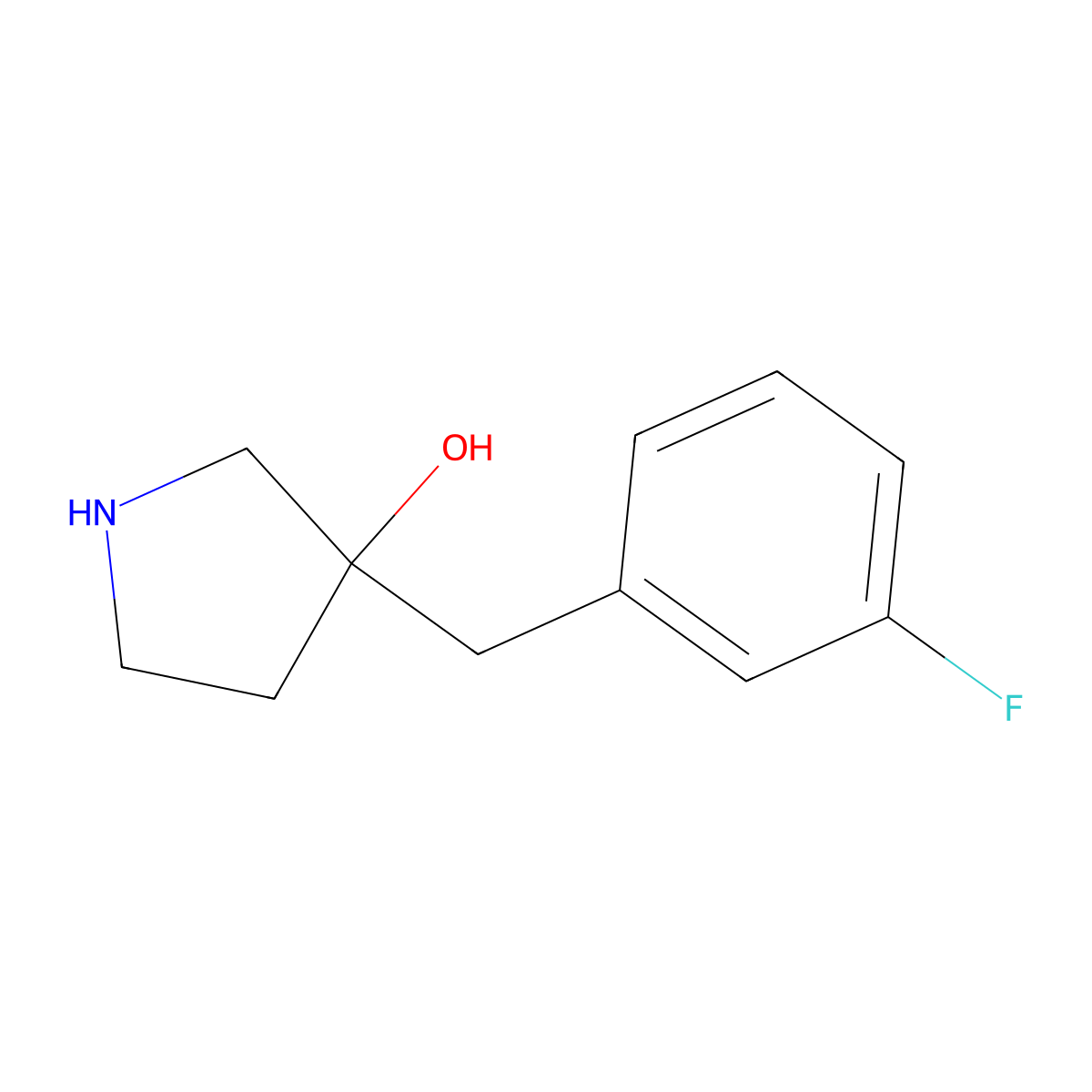 3-[(3-Fluorophenyl)methyl]pyrrolidin-3-ol molecular structure, CAS 1246732-83-1