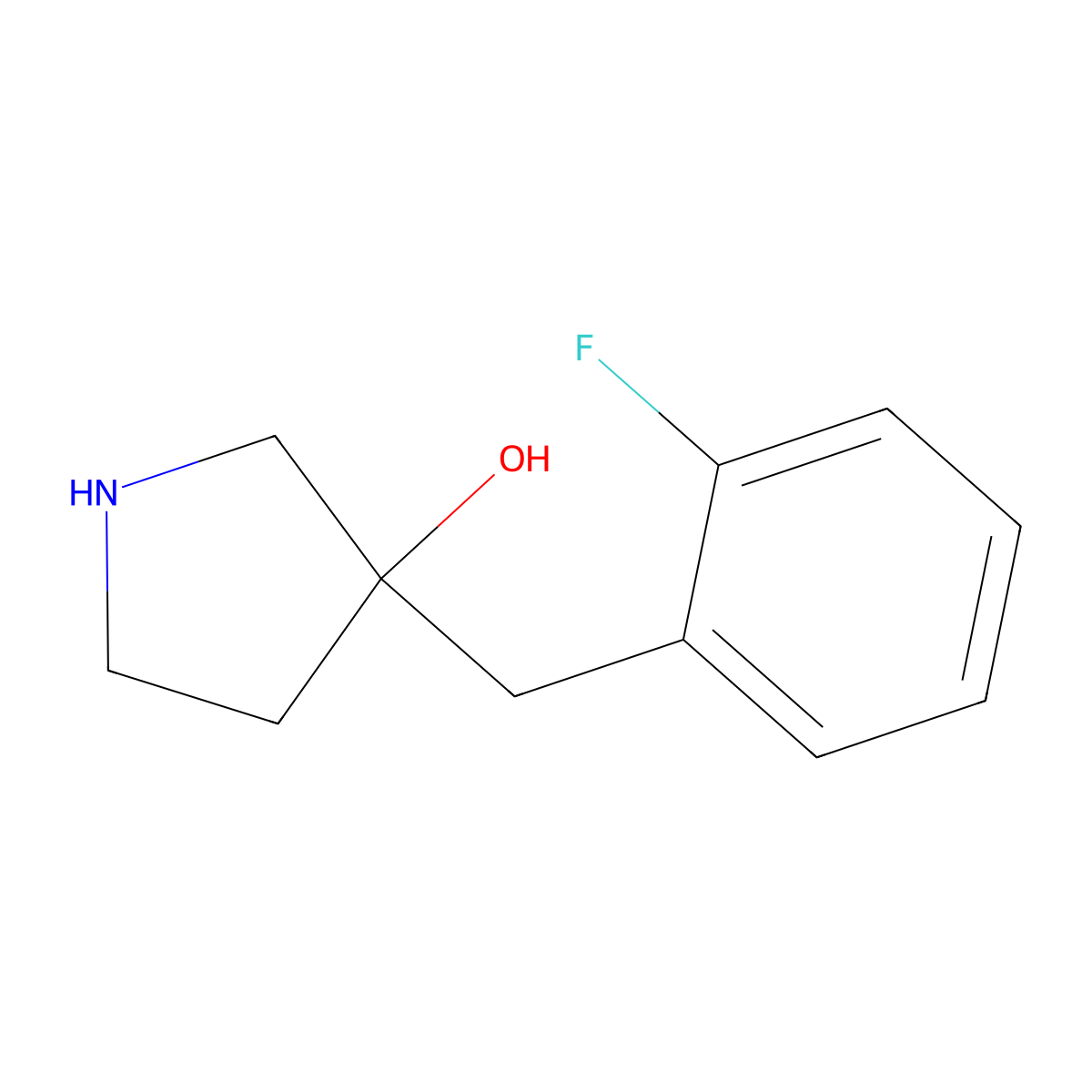 3-[(2-Fluorophenyl)methyl]pyrrolidin-3-ol molecular structure, CAS 1246732-84-2
