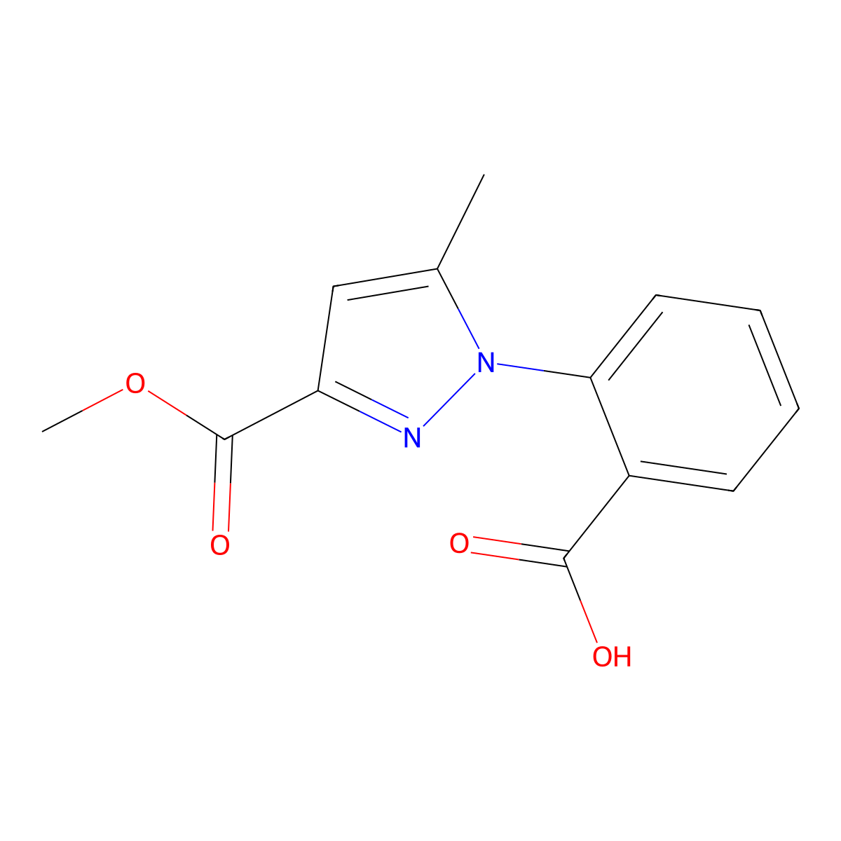 2-[3-(Methoxycarbonyl)-5-methyl-1H-pyrazol-1-yl]-benzoic acid molecular structure, CAS 1246738-24-8
