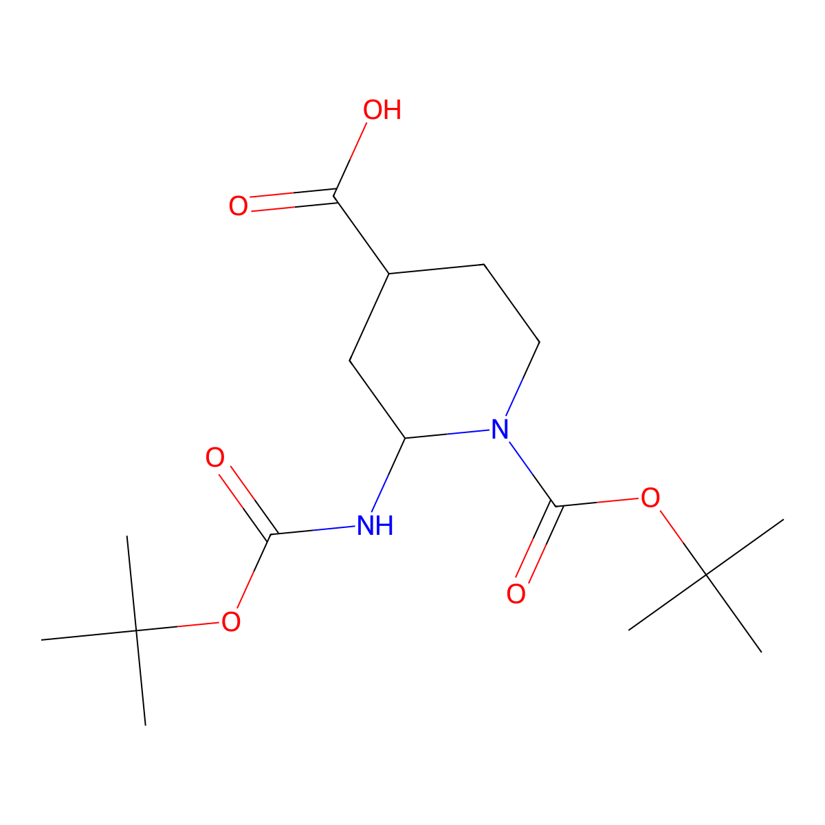 1-[(tert-Butoxy)carbonyl]-2-{[(tert-butoxy)-carbonyl]amino}piperidine-4-carboxylic acid molecular structure, CAS 1246738-27-1