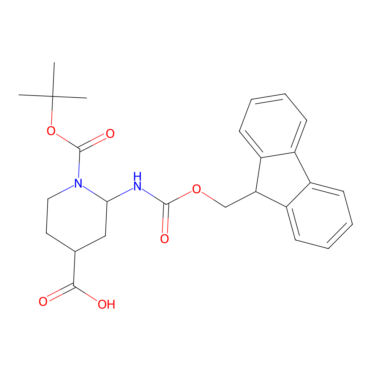 1-[(tert-butoxy)carbonyl]-2-{[(9H-fluoren-9-ylmethoxy)carbonyl]amino}piperidine-4-caboxylic acid molecular structure, CAS 1246738-31-7