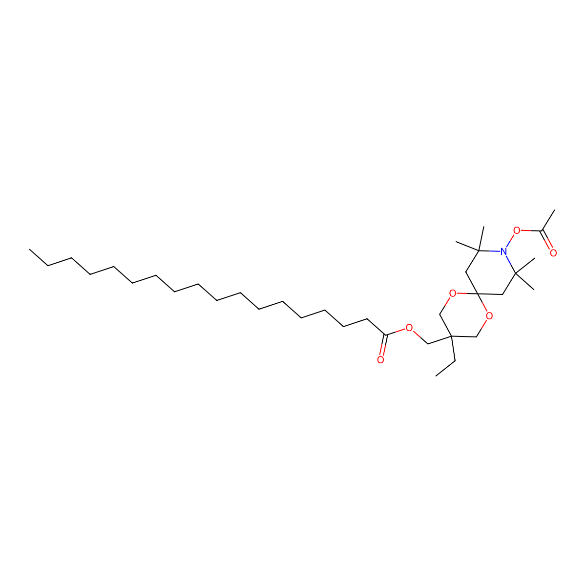 (9-Acetoxy-3-ethyl-8,8,10,10-tetramethyl-1,5-dioxa-9-azaspiro[5.5]undecan-3-yl)methyl stearate molecular structure, CAS 1246738-65-7