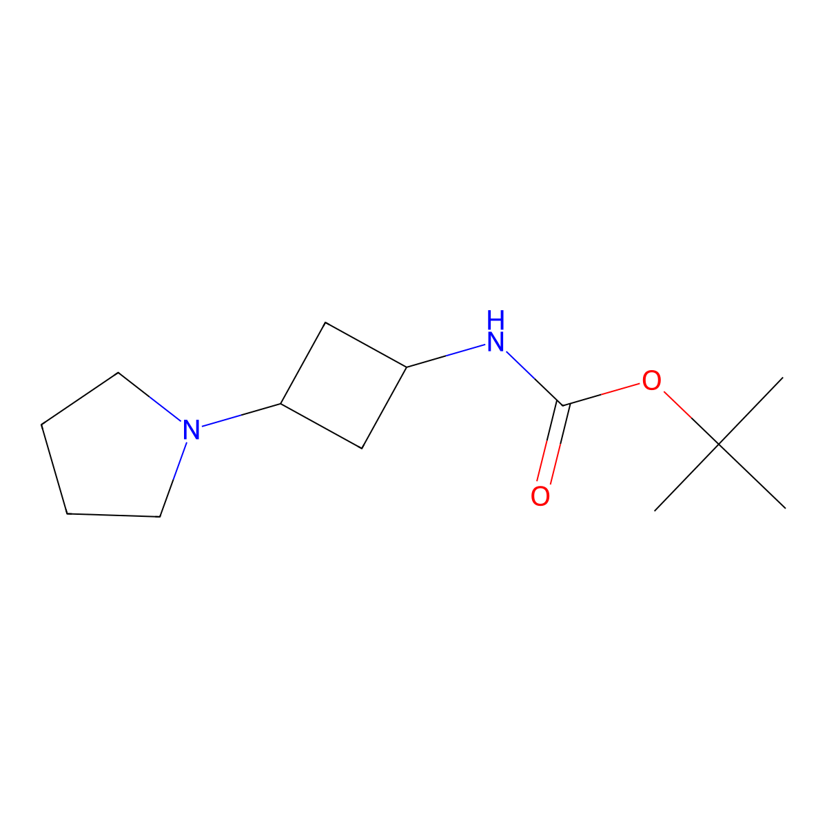 Tert-butyl 3-(pyrrolidin-1-yl)cyclobutylcarbamate molecular structure, CAS 1246739-82-1