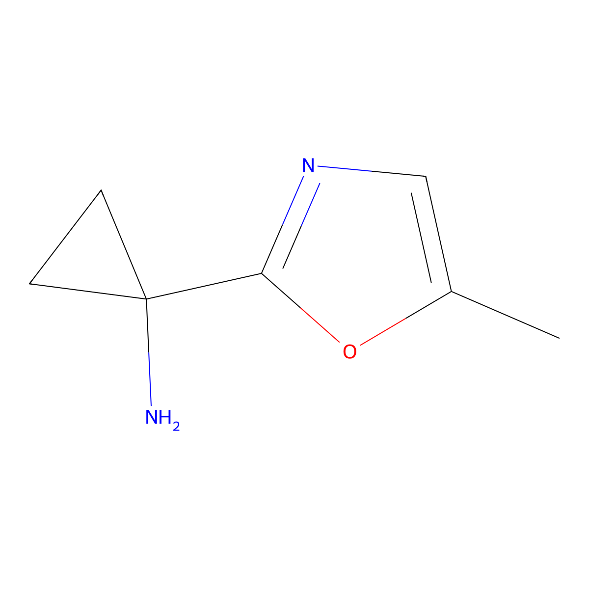 1-(5-Methyl-1,3-oxazol-2-yl)cyclopropan-1-amine molecular structure, CAS 1246740-86-2