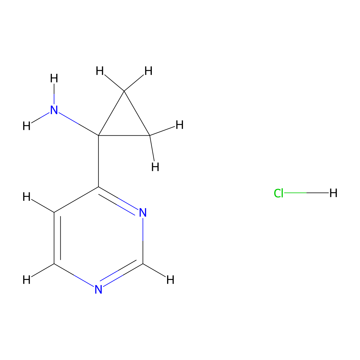 1-(Pyrimidin-4-yl)cyclopropan-1-amine hydrochloride molecular structure, CAS 1246740-94-2