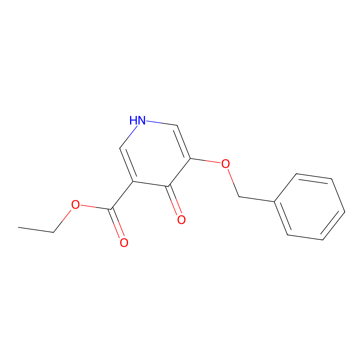 Ethyl 5-(benzyloxy)-4-oxo-1,4-dihydropyridine-3-carboxylate molecular structure, CAS 1246743-76-9
