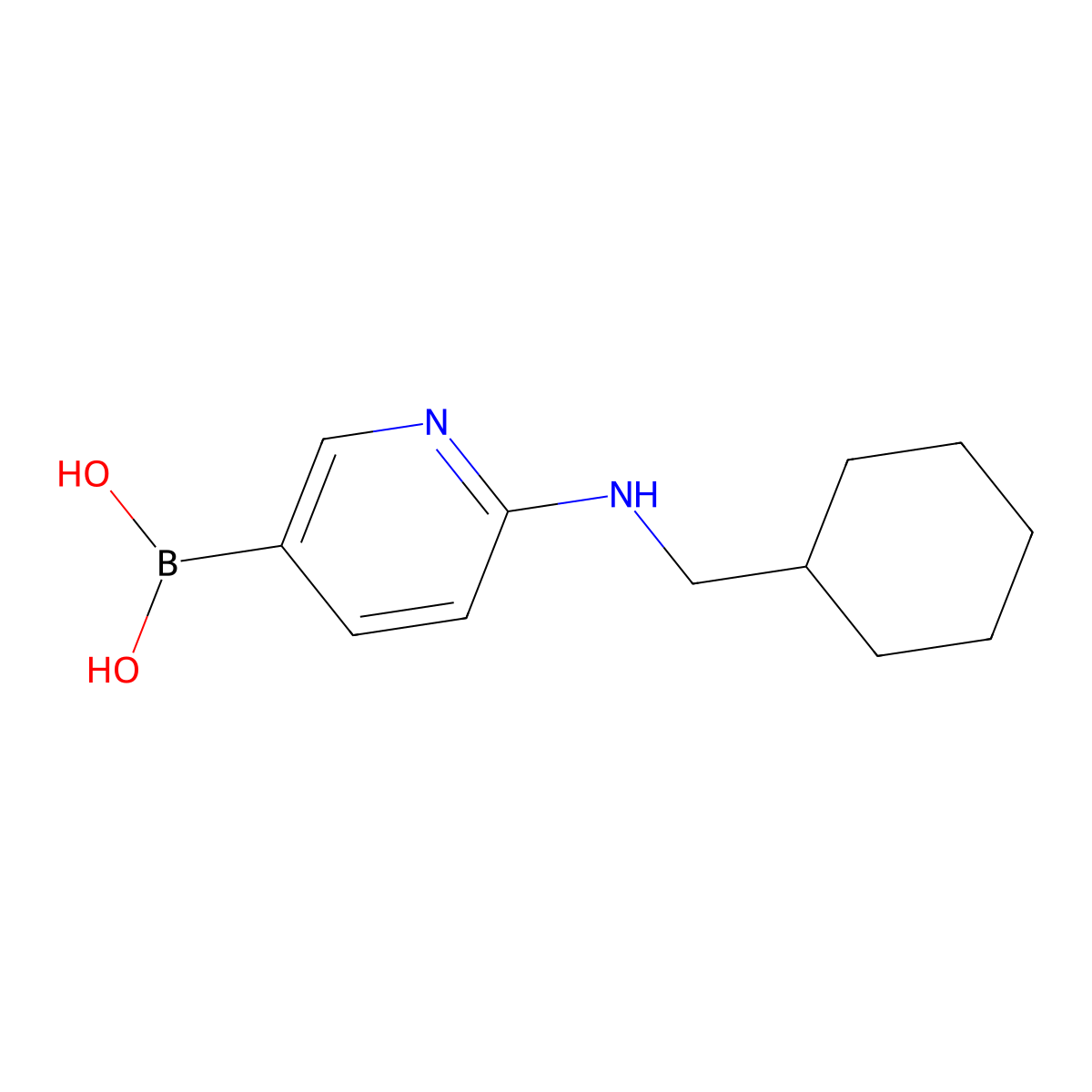 (6-((Cyclohexylmethyl)amino)pyridin-3-yl)boronic acid molecular structure, CAS 1246743-82-7