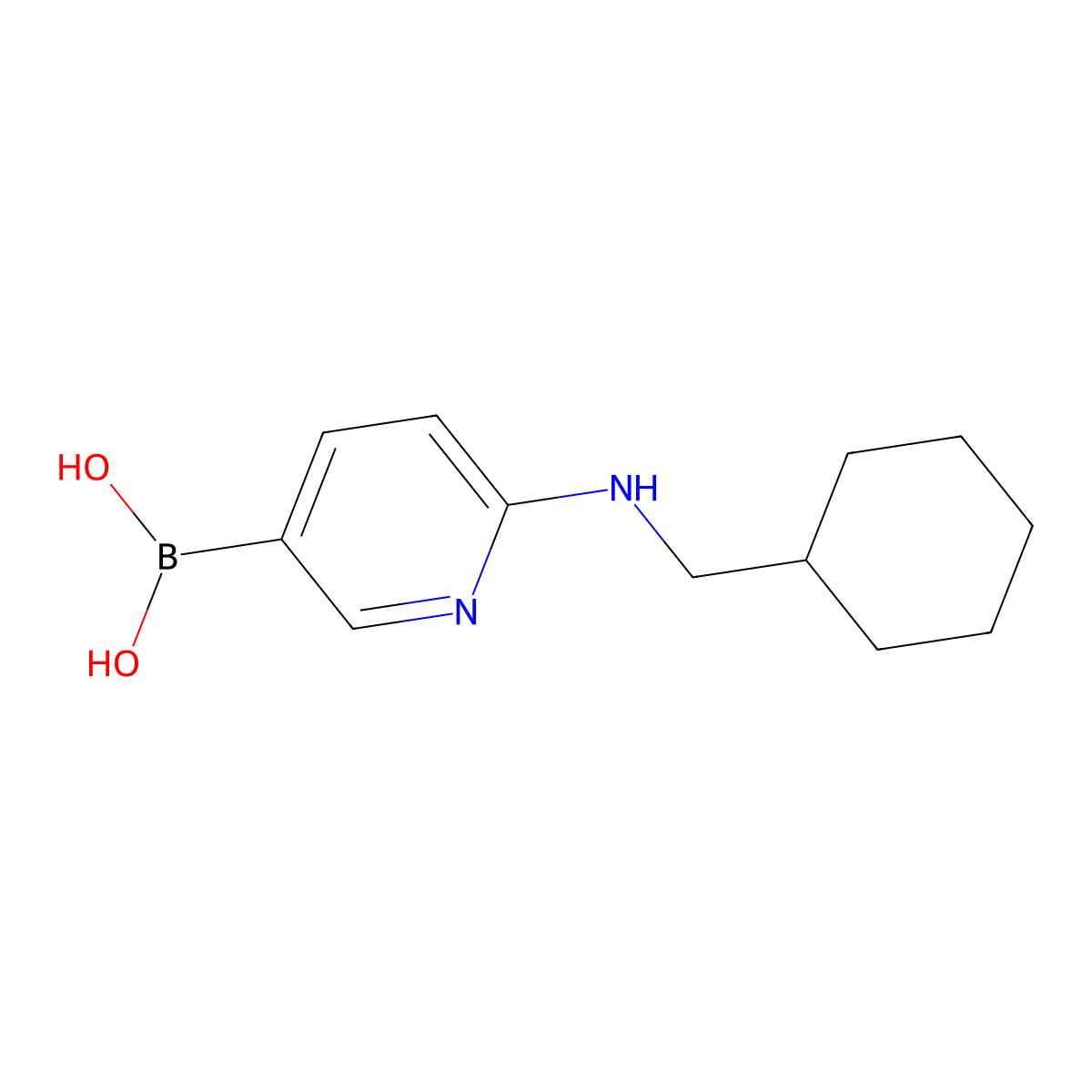 (6-((Cyclohexylmethyl)amino)pyridin-3-yl)boronic acid molecular structure, CAS 1246743-82-7