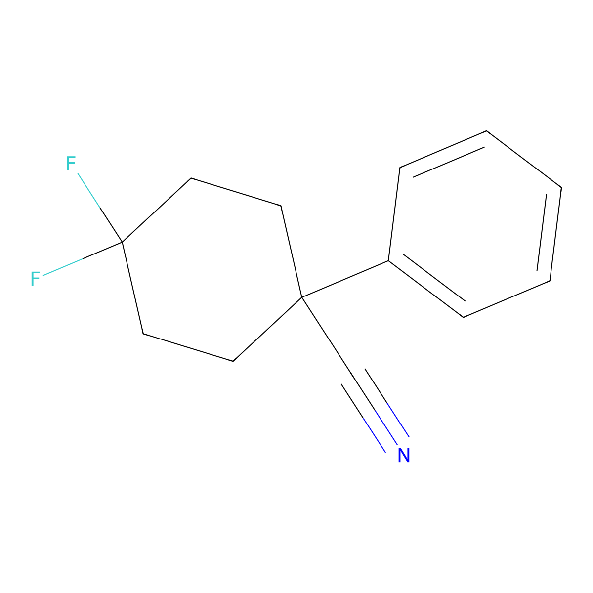 4,4-Difluoro-1-phenylcyclohexanecarbonitrile molecular structure, CAS 1246744-42-2