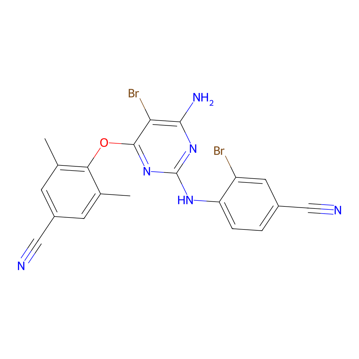 4-({6-Amino-5-bromo-2-[(2-bromo-4-cyanophenyl)amino]pyrimidin-4-yl}oxy)-3,5-dimethylbenzonitrile molecular structure, CAS 1246746-61-1