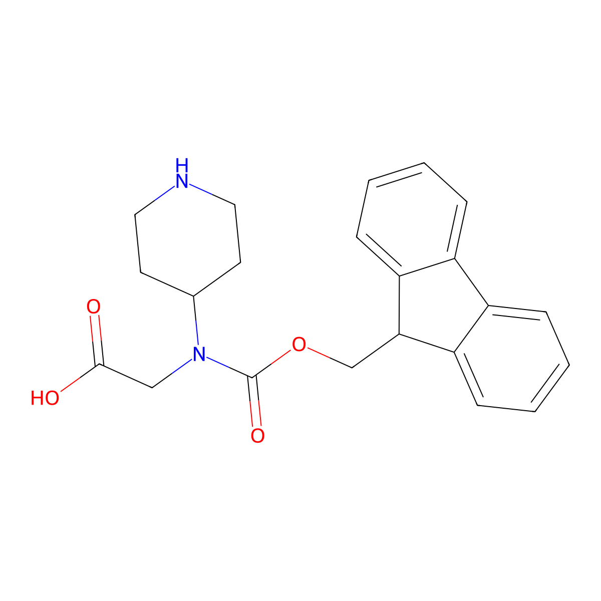 2-({[(9H-fluoren-9-yl)methoxy]carbonyl}(piperidin-4-yl)amino)acetic acid molecular structure, CAS 1246747-84-1