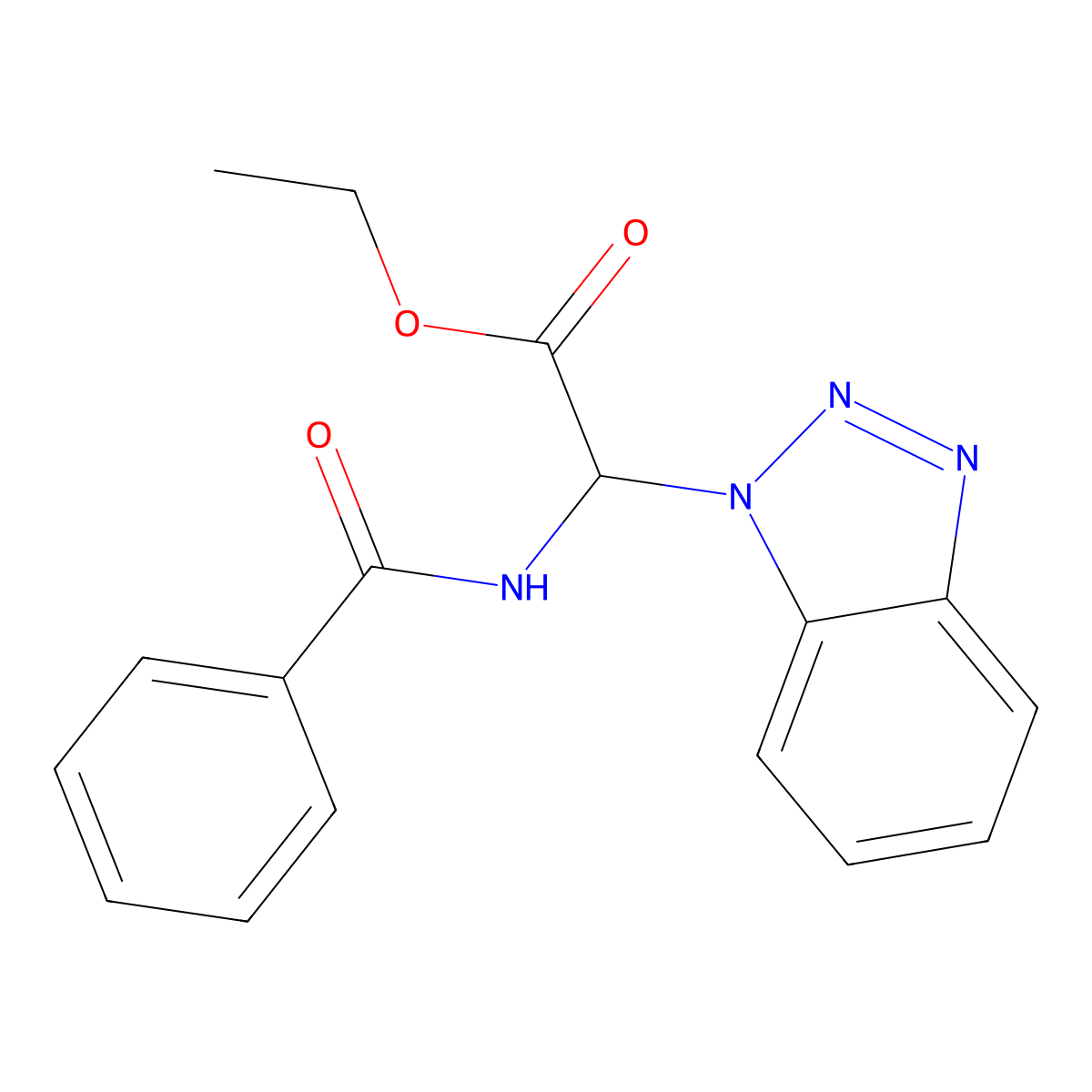 Ethyl 2-(1H-1,2,3-benzotriazol-1-yl)-2-(phenylformamido)acetate molecular structure, CAS 124676-16-0