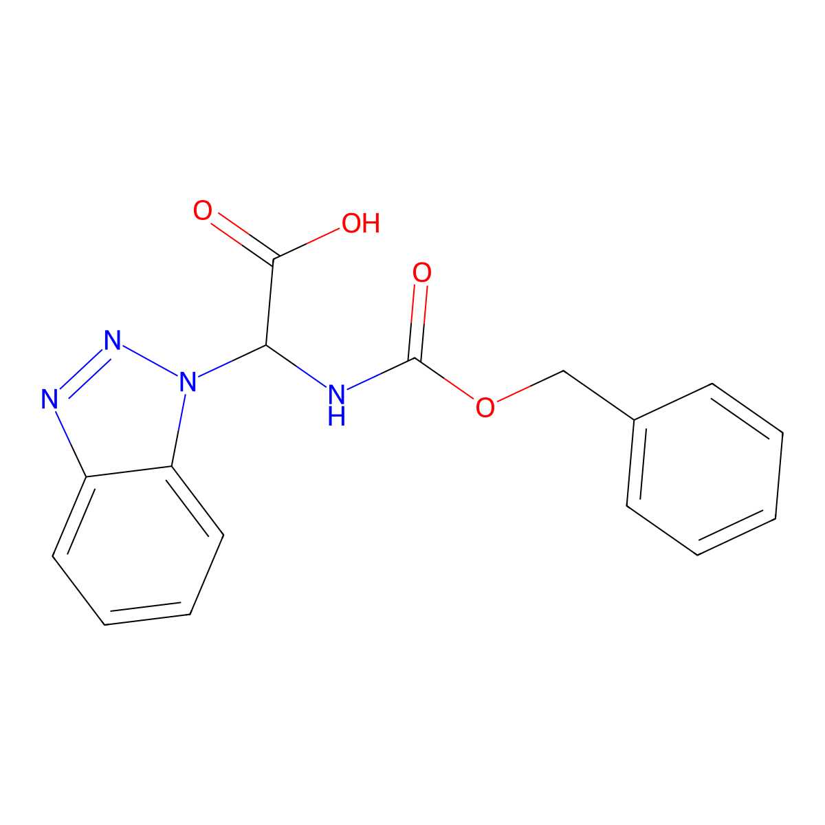 (1H-Benzotriazol-1-yl)(((benzyloxy)carbonyl)amino)acetic acid molecular structure, CAS 124676-19-3