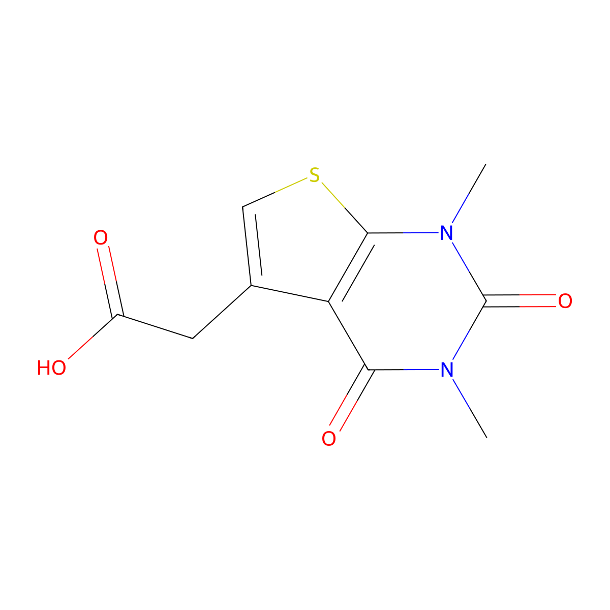 2-(1,3-Dimethyl-2,4-dioxo-1,2,3,4-tetrahydrothieno[2,3-d]pyrimidin-5-yl)acetic acid molecular structure, CAS 1246761-51-2