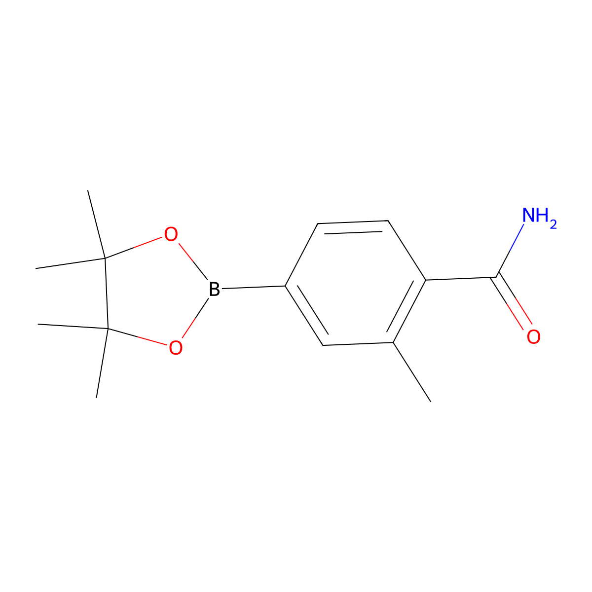 2-Methyl-4-(4,4,5,5-tetramethyl-1,3,2-dioxaborolan-2-yl)benzamide molecular structure, CAS 1246765-29-6