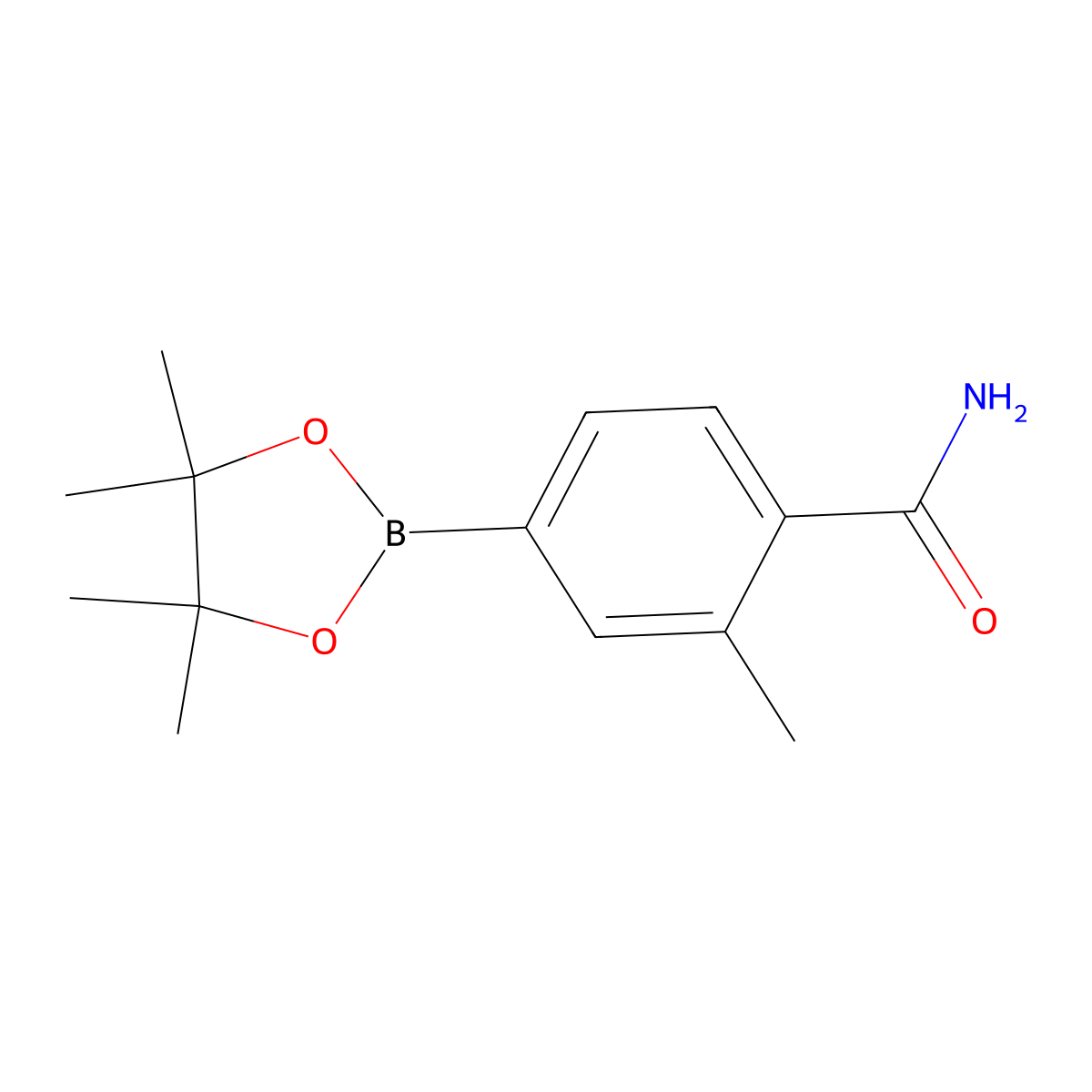 2-Methyl-4-(4,4,5,5-tetramethyl-1,3,2-dioxaborolan-2-yl)benzamide molecular structure, CAS 1246765-29-6