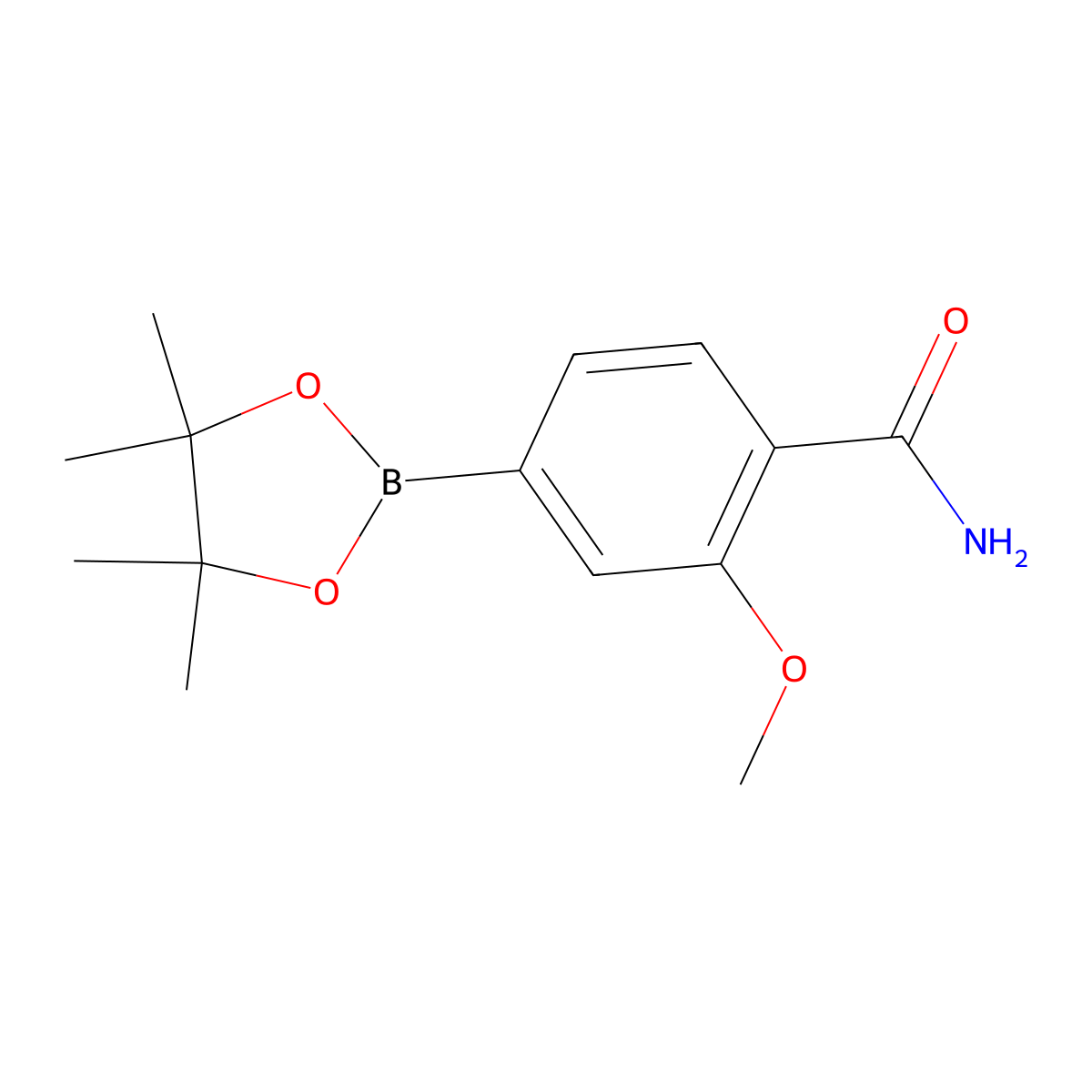 2-Methoxy-4-(4,4,5,5-tetramethyl-1,3,2-dioxaborolan-2-yl)benzamide molecular structure, CAS 1246765-30-9