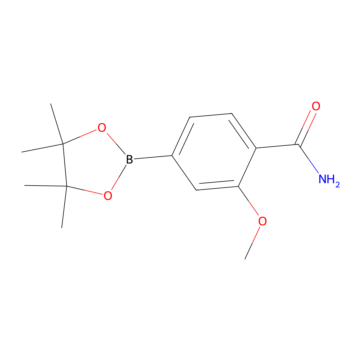 2-Methoxy-4-(4,4,5,5-tetramethyl-1,3,2-dioxaborolan-2-yl)benzamide molecular structure, CAS 1246765-30-9