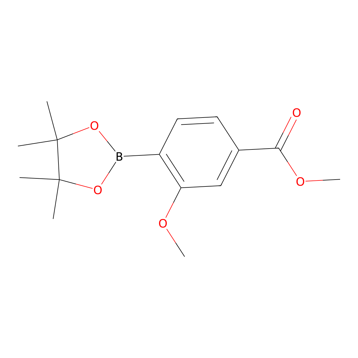 Methyl 3-methoxy-4-(4,4,5,5-tetramethyl-1,3,2-dioxaborolan-2-yl)benzoate molecular structure, CAS 1246765-32-1
