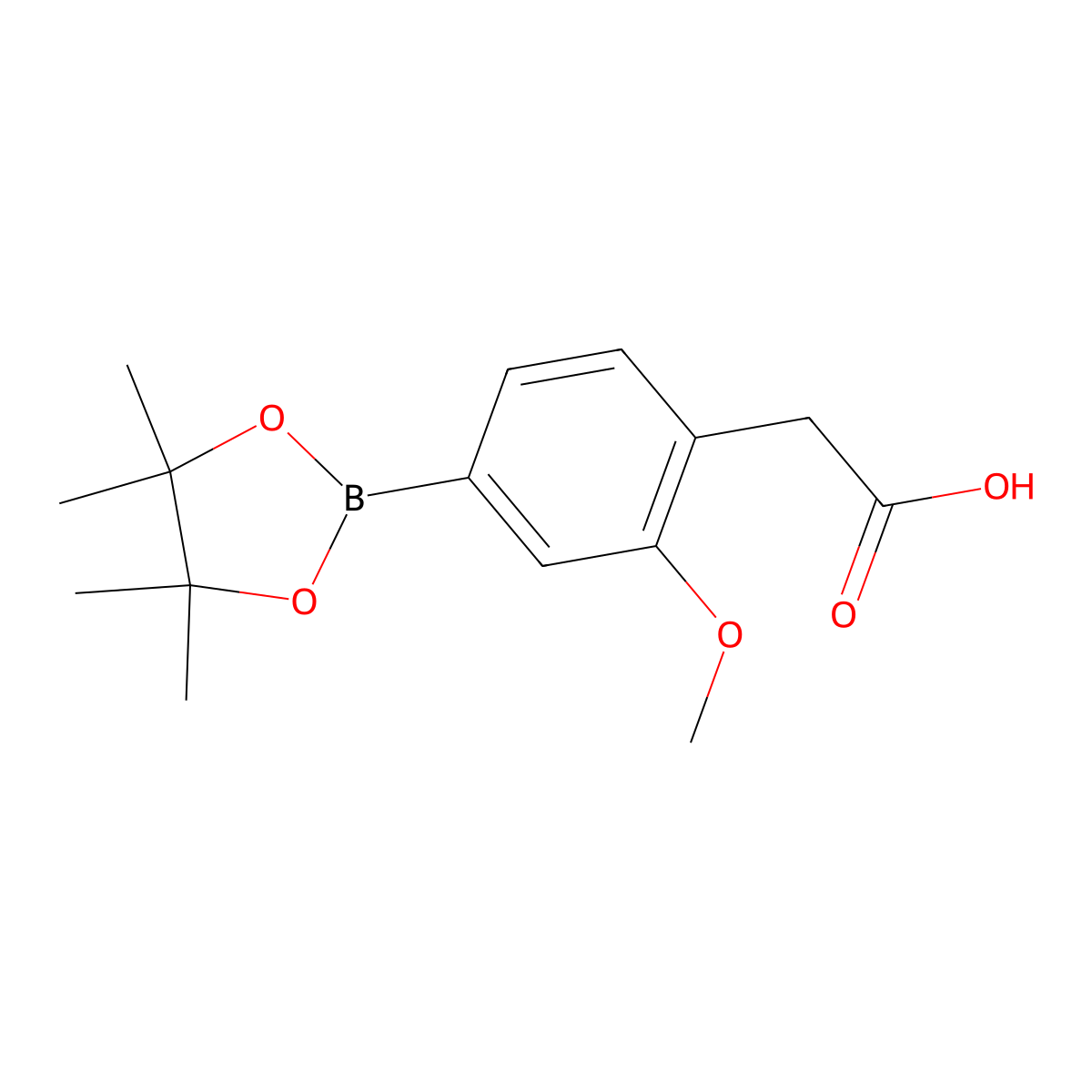 2-(2-Methoxy-4-(4,4,5,5-tetramethyl-1,3,2-dioxaborolan-2-yl)phenyl)acetic acid molecular structure, CAS 1246766-09-5