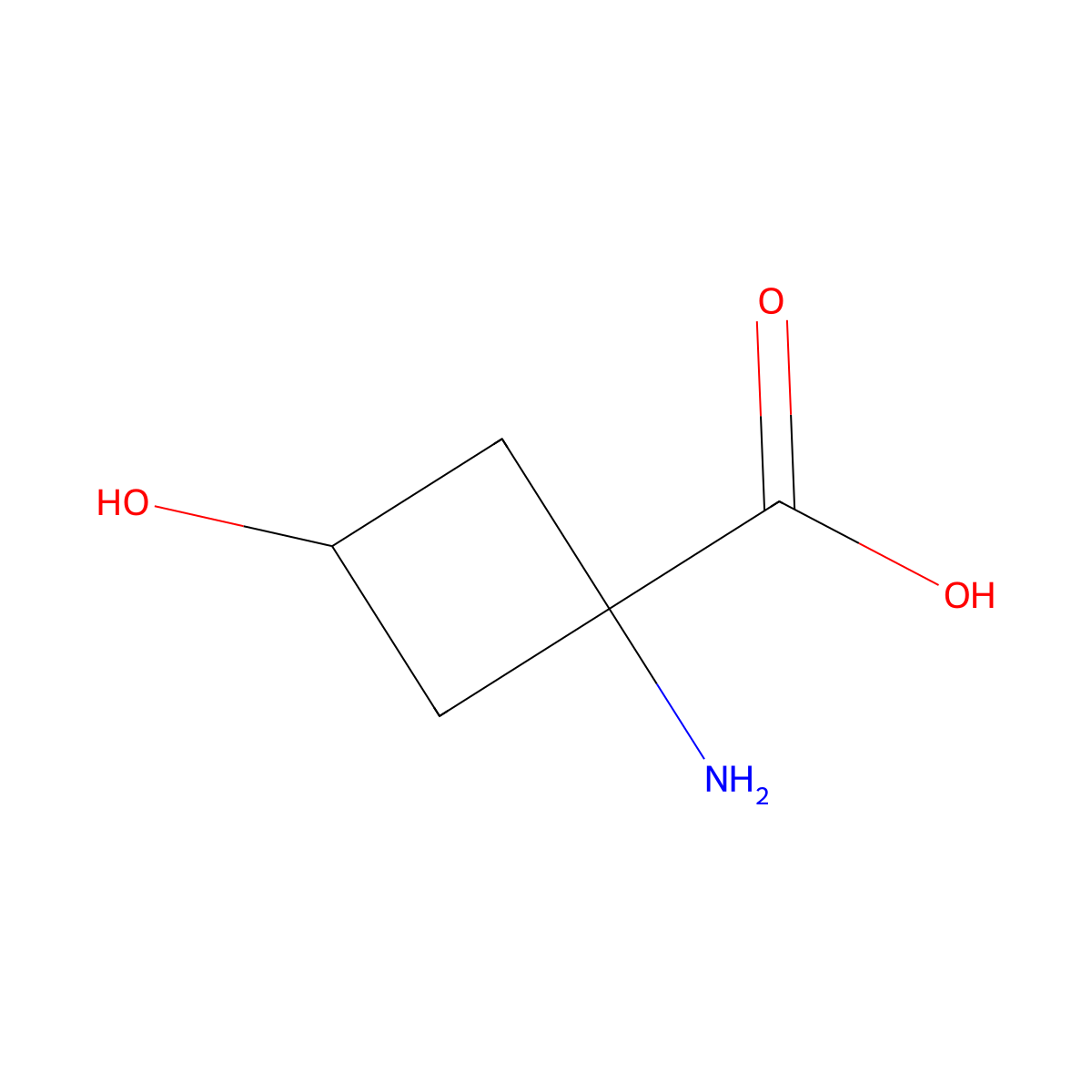 1-Amino-3-hydroxycyclobutane-1-carboxylic acid molecular structure, CAS 1246809-40-4