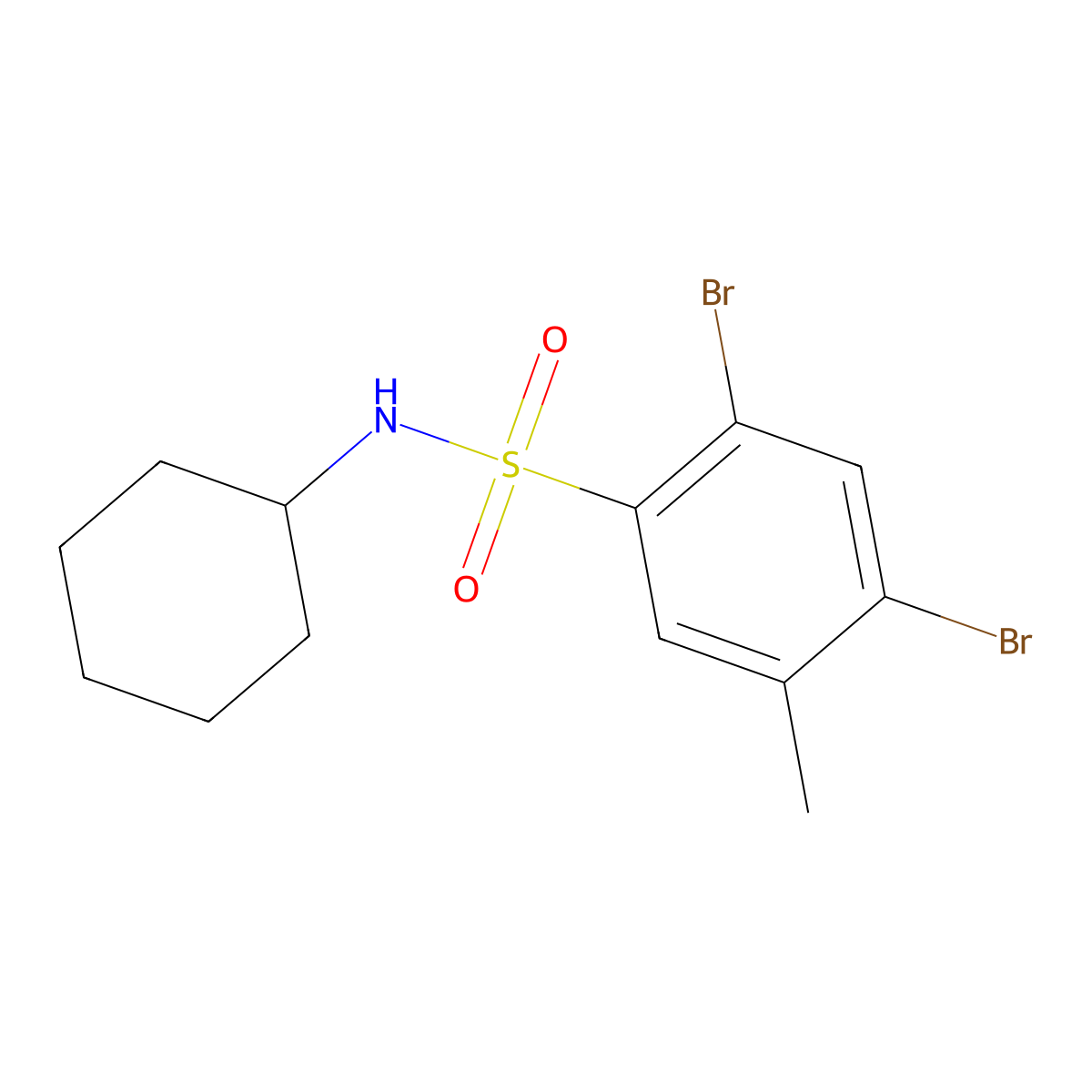 [(2,4-Dibromo-5-methylphenyl)sulfonyl]cyclohexylamine molecular structure, CAS 1246821-11-3