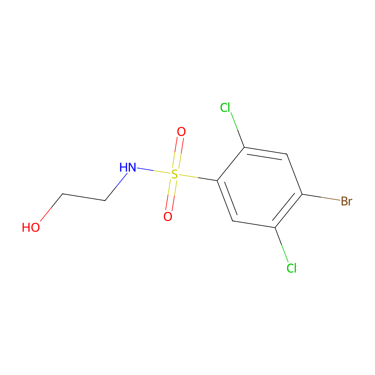 4-bromo-2,5-dichloro-N-(2-hydroxyethyl)benzenesulfonamide molecular structure, CAS 1246821-50-0