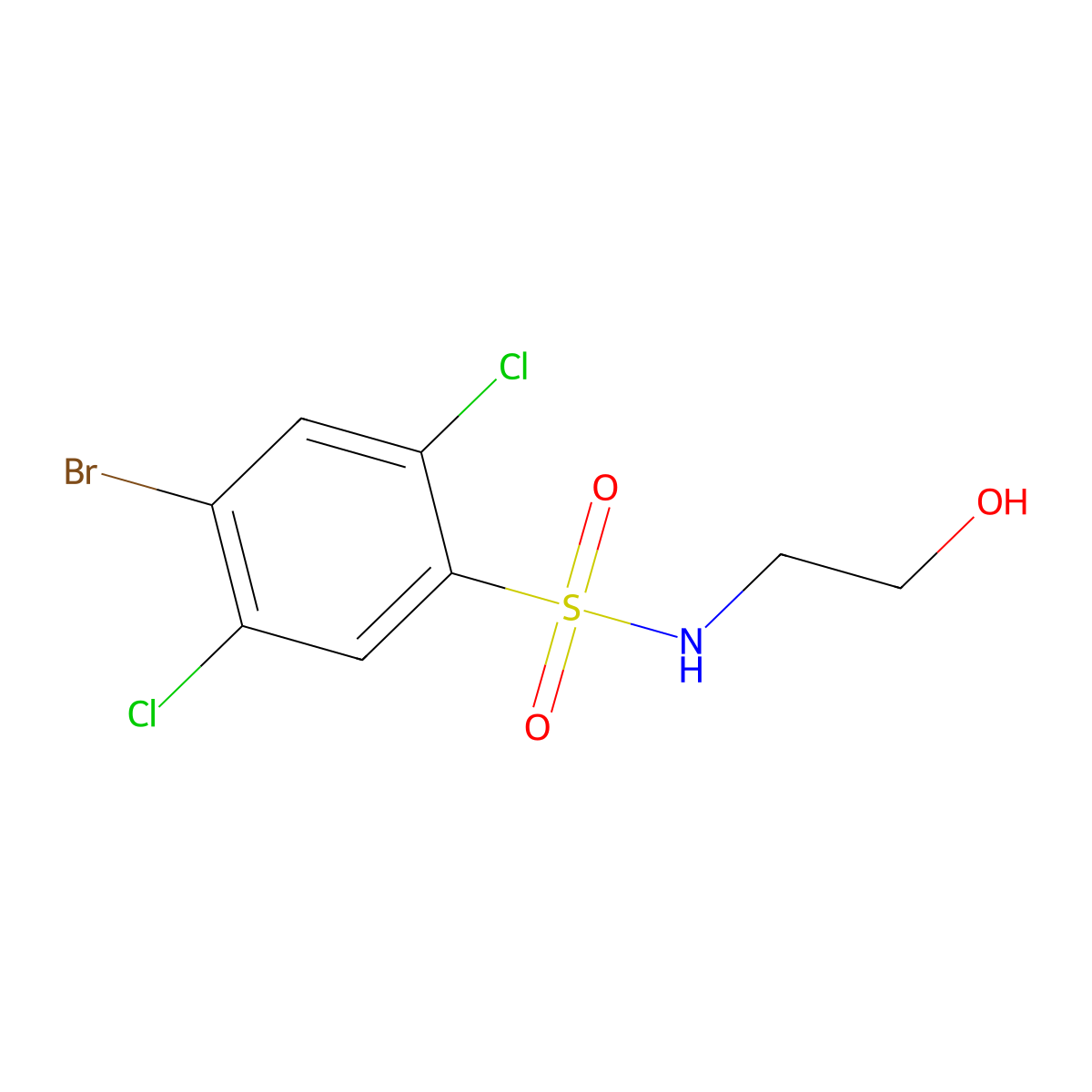 4-bromo-2,5-dichloro-N-(2-hydroxyethyl)benzenesulfonamide molecular structure, CAS 1246821-50-0