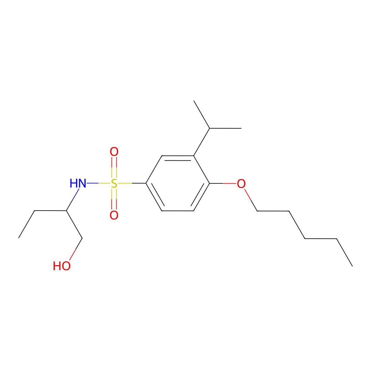 (1-Ethyl-2-hydroxyethyl){[3-(methylethyl)-4-pentyloxyphenyl]sulfonyl}amine molecular structure, CAS 1246821-53-3