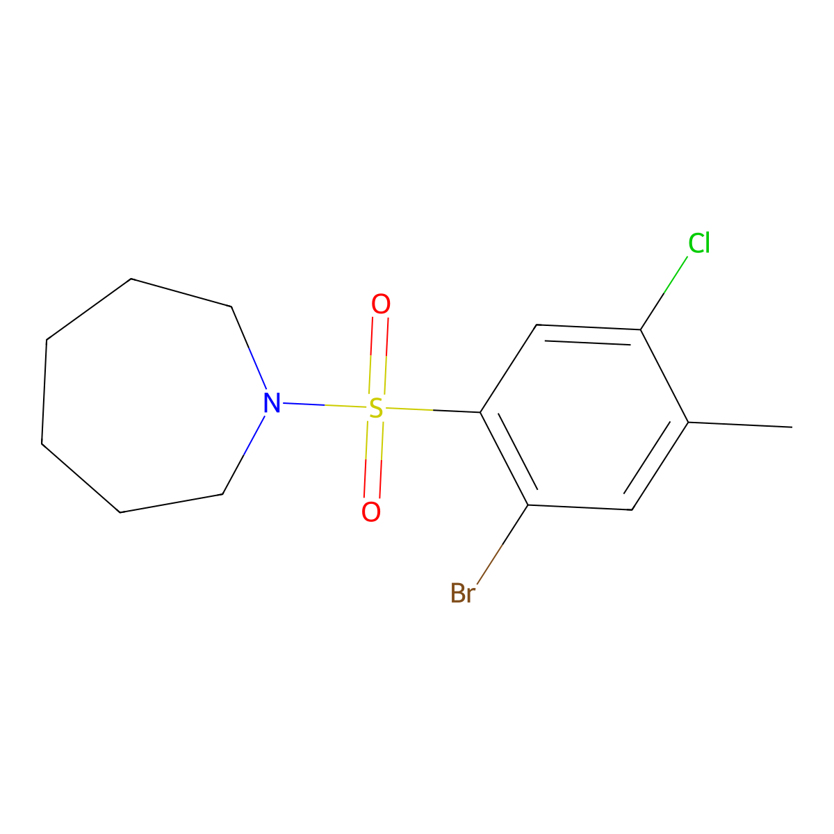 1-(2-Bromo-5-chloro-4-methylbenzenesulfonyl)azepane molecular structure, CAS 1246821-55-5