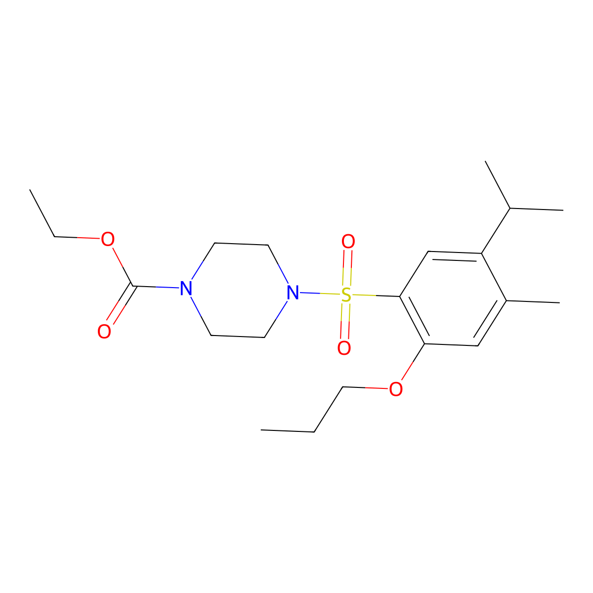 Ethyl 4-[4-methyl-5-(propan-2-yl)-2-propoxybenzenesulfonyl]piperazine-1-carboxylate molecular structure, CAS 1246821-79-3
