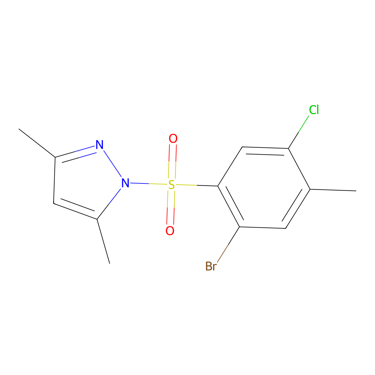 1-[(3,5-Dimethylpyrazolyl)sulfonyl]-2-bromo-5-chloro-4-methylbenzene molecular structure, CAS 1246821-85-1