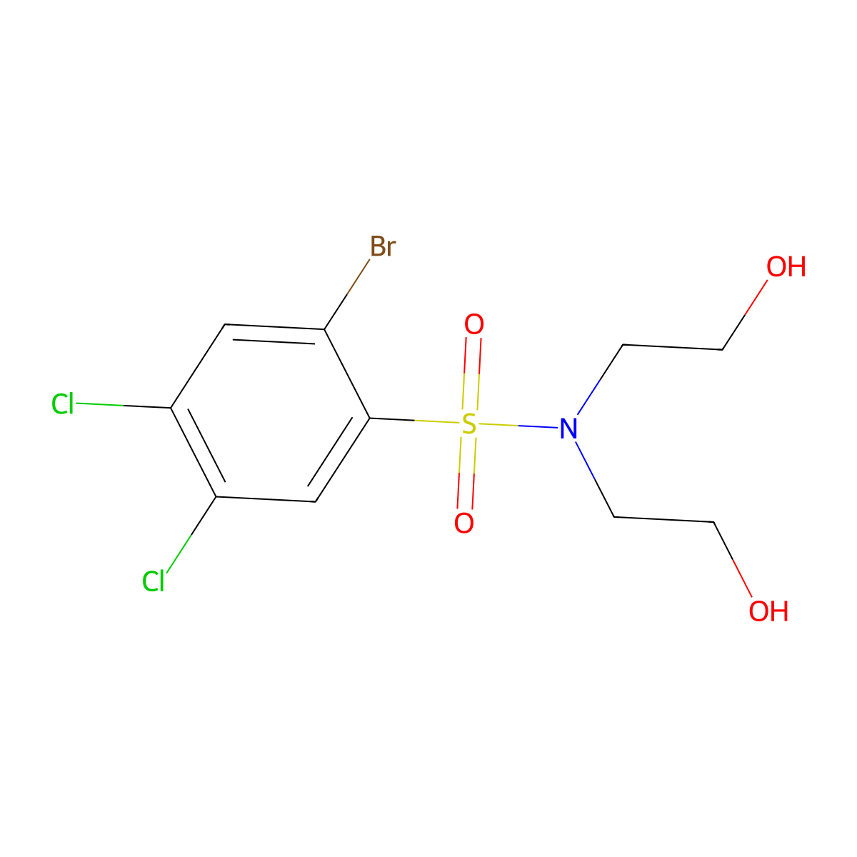 Bis(2-hydroxyethyl)[(2-bromo-4,5-dichlorophenyl)sulfonyl]amine molecular structure, CAS 1246821-87-3