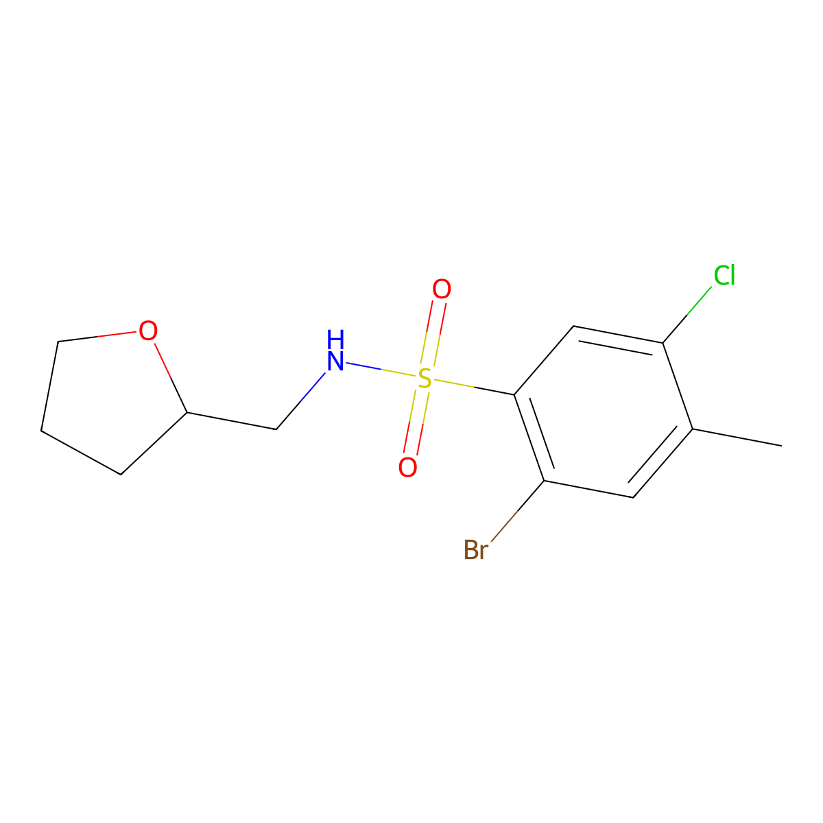 [(2-Bromo-5-chloro-4-methylphenyl)sulfonyl](oxolan-2-ylmethyl)amine molecular structure, CAS 1246821-92-0