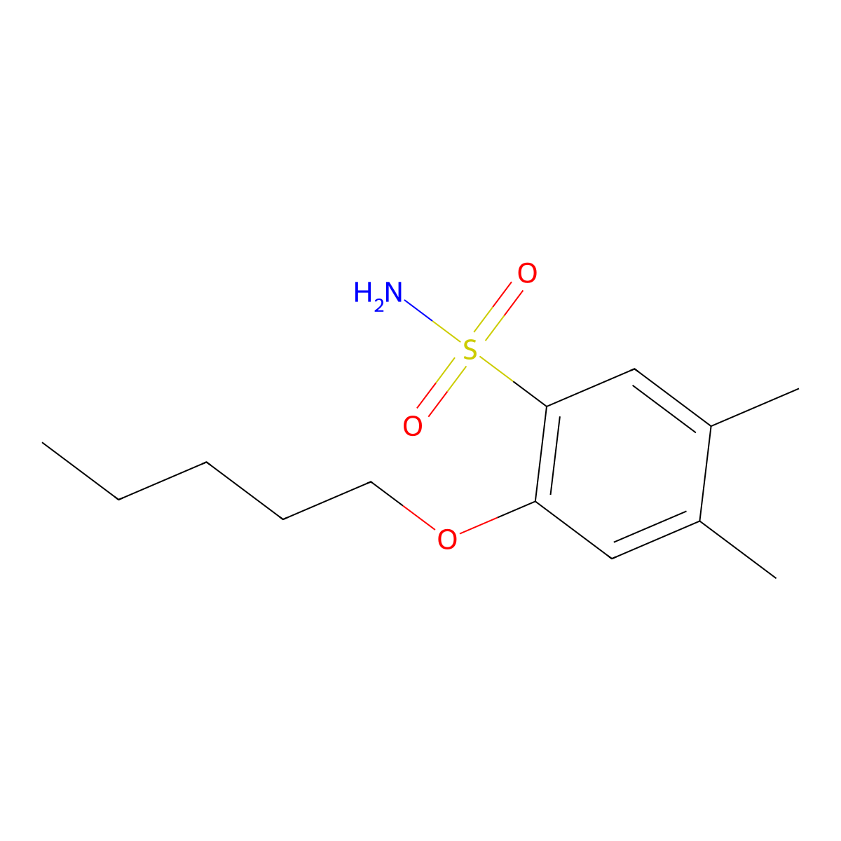4,5-Dimethyl-2-pentyloxybenzenesulfonamide molecular structure, CAS 1246821-98-6