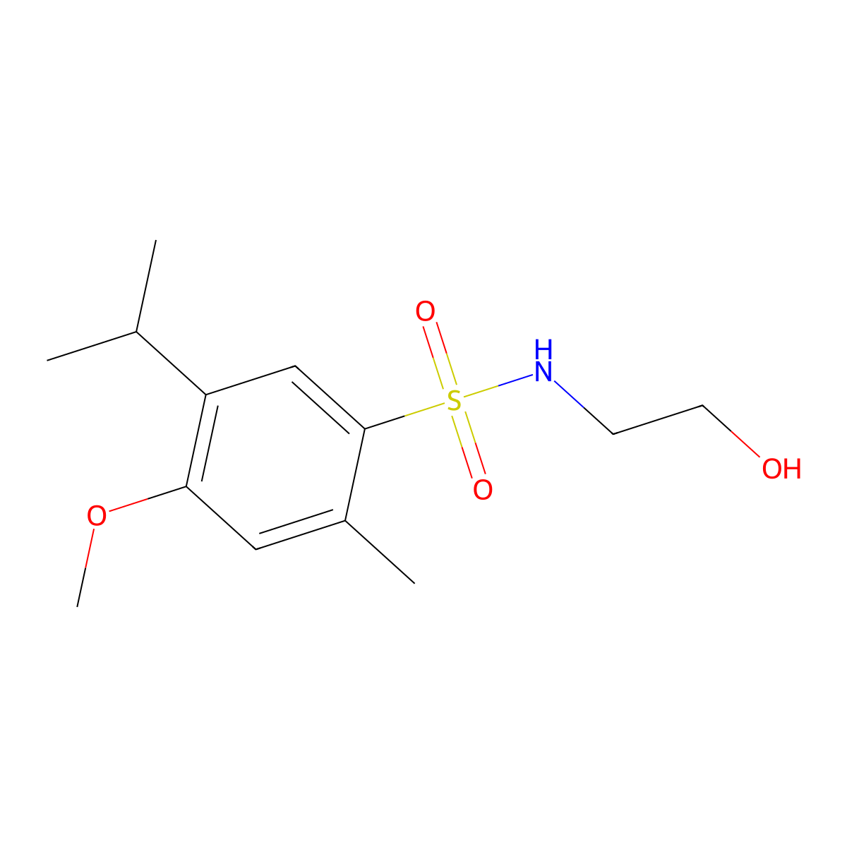 (2-Hydroxyethyl){[4-methoxy-2-methyl-5-(methylethyl)phenyl]sulfonyl}amine molecular structure, CAS 1246821-99-7