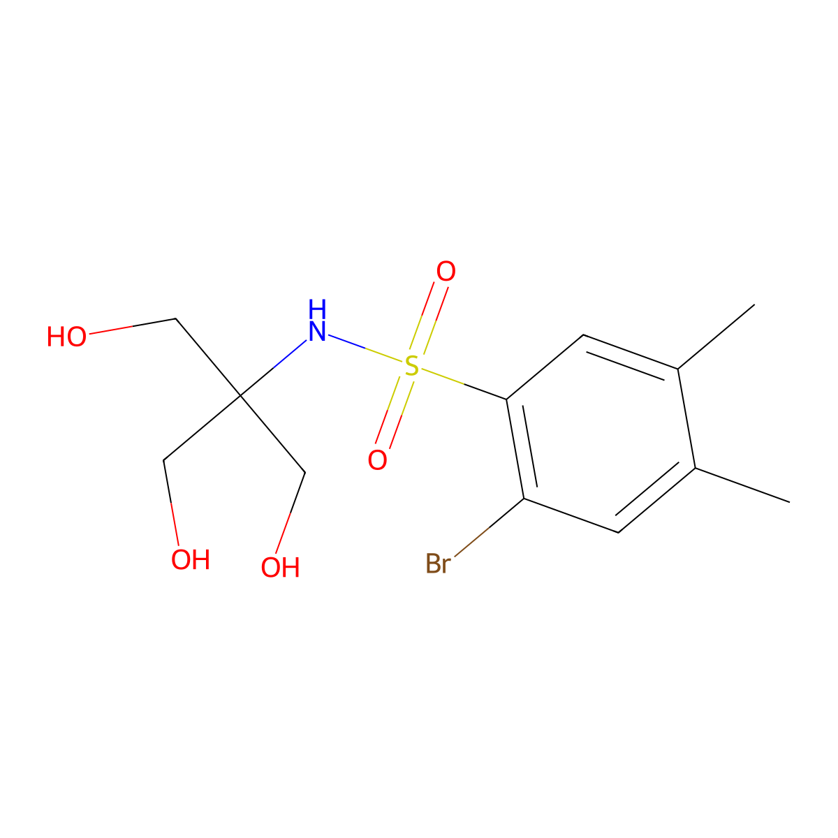 2-bromo-N-[1,3-dihydroxy-2-(hydroxymethyl)propan-2-yl]-4,5-dimethylbenzene-1-sulfonamide molecular structure, CAS 1246822-11-6